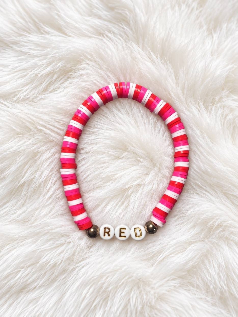 Pink 'RED' Bead Name Bracelet - Unbranded